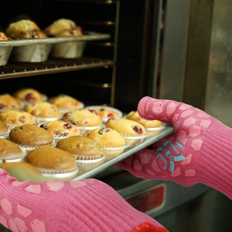 JH J H Heat Resistant Oven Glove: EN407 Certified 932 Â°F BBQ & Oven Mitts for Grlling, Baking, Kitchen, Camping,Fireplace Indoor&Outdoor 1 Pair - Image 4